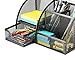 Halter Steel Mesh Desk Organizer Supply Caddy with 6 Compartments And 1 Drawer - Black (2 Pack)