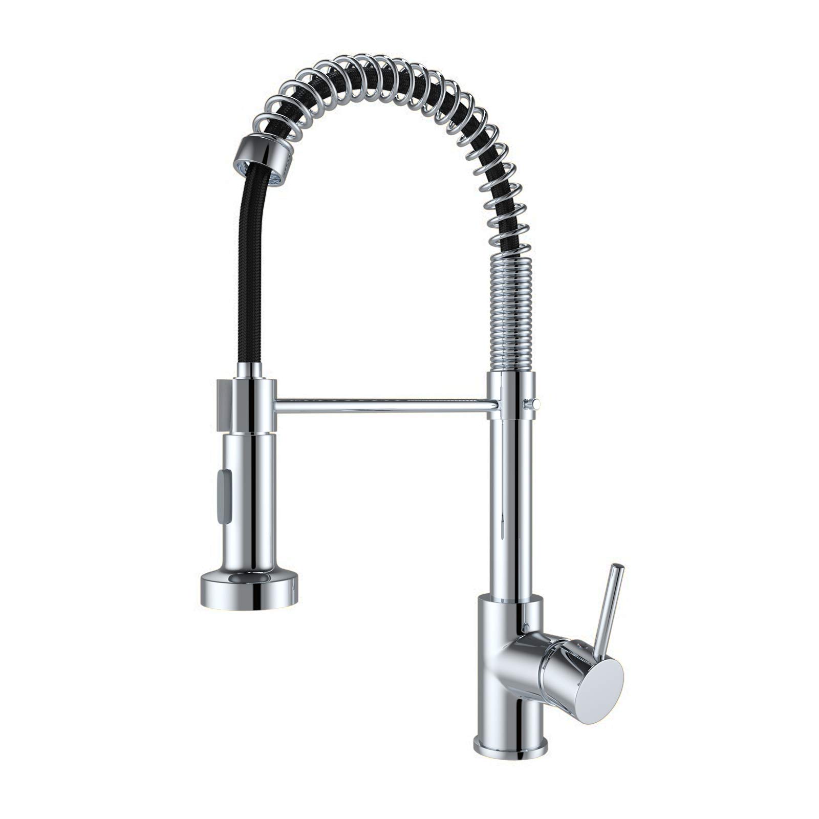 Kitchen Tap with Pull Down Lead-Free Spring Kitchen Sink Mixer tap Solid Brass Single Handle Single Hole 360° Swivel Sprayer Mixer Tap Cold and hot Fittings UK Standard Chrome