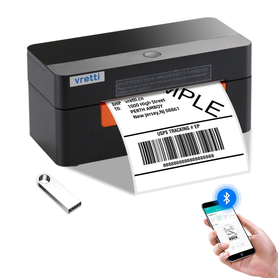 Photo 1 of vretti Shipping Label Printer 4x6 - Bluetooth Thermal Label Printer Easy to Connect, Clear Printing, Thermal Printer for Small Business Shipping Packages for Amazon Ebay Shopify USPS