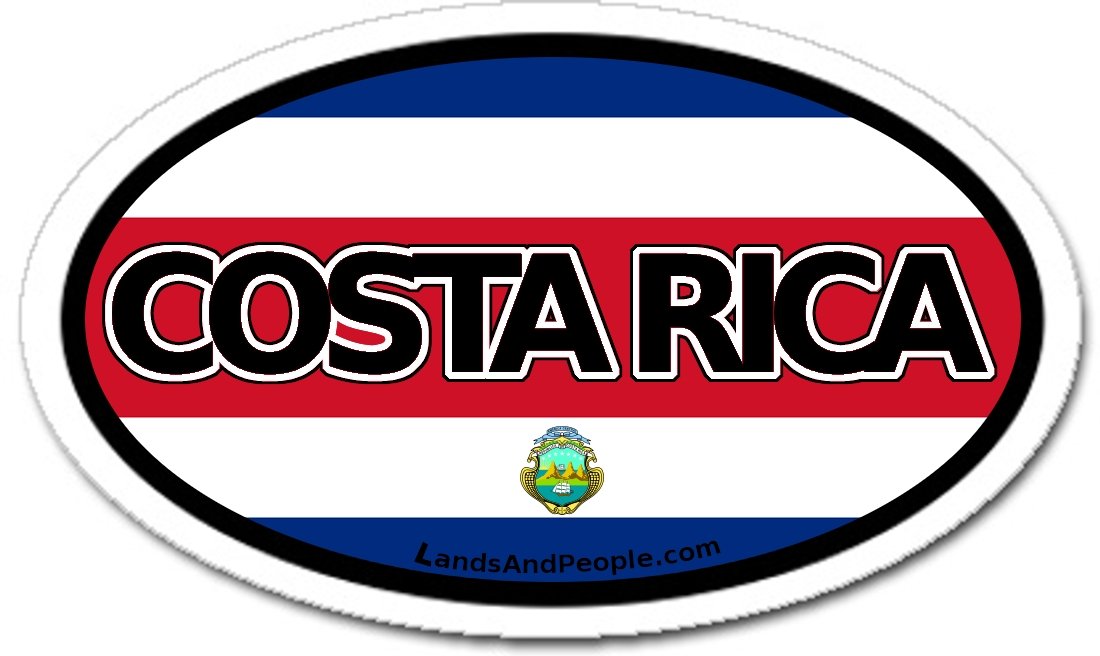 Costa Rica Flag Car Bumper Sticker Decal Oval Automotive
