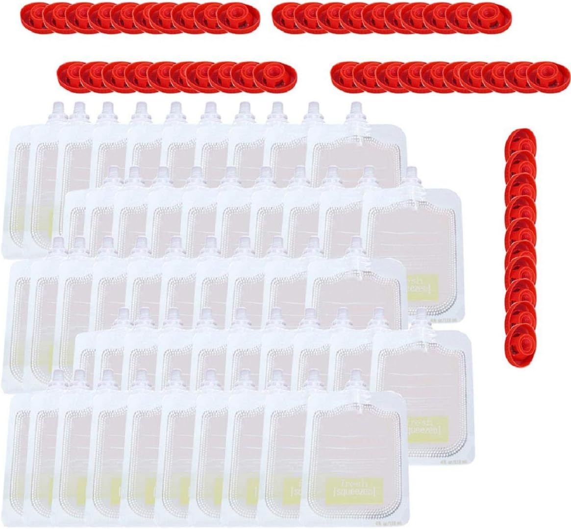 Boddenly Baby Food Storage Pouches,10/20/50 Pack Toddler Kids Squeezable Pouch Safe,Easy to Fill & Clean,Food Squeeze Storage Pouches for Baby, Toddlers Food (A)