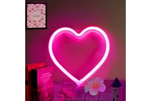 YouOKLight Heart Neon Sign, Neon Lights for Bedroom Wall Decor, Pink, USB/Battery Operated Heart LED Light, Perfect for Any O