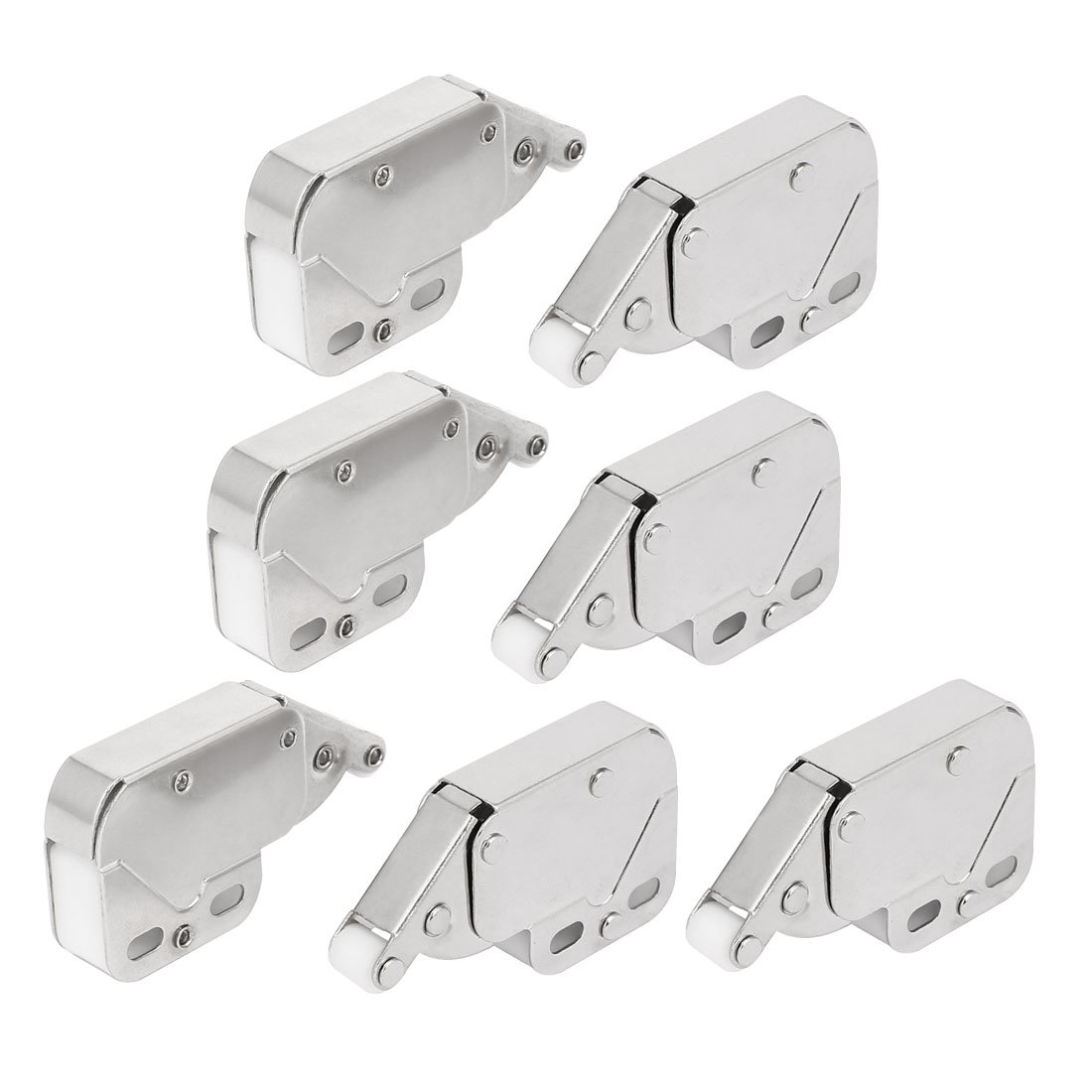 Sourcingmap Kitchen Cabinet Press Spring Open Door Tip Touch Push Catch Latch Silver Tone 7pcs