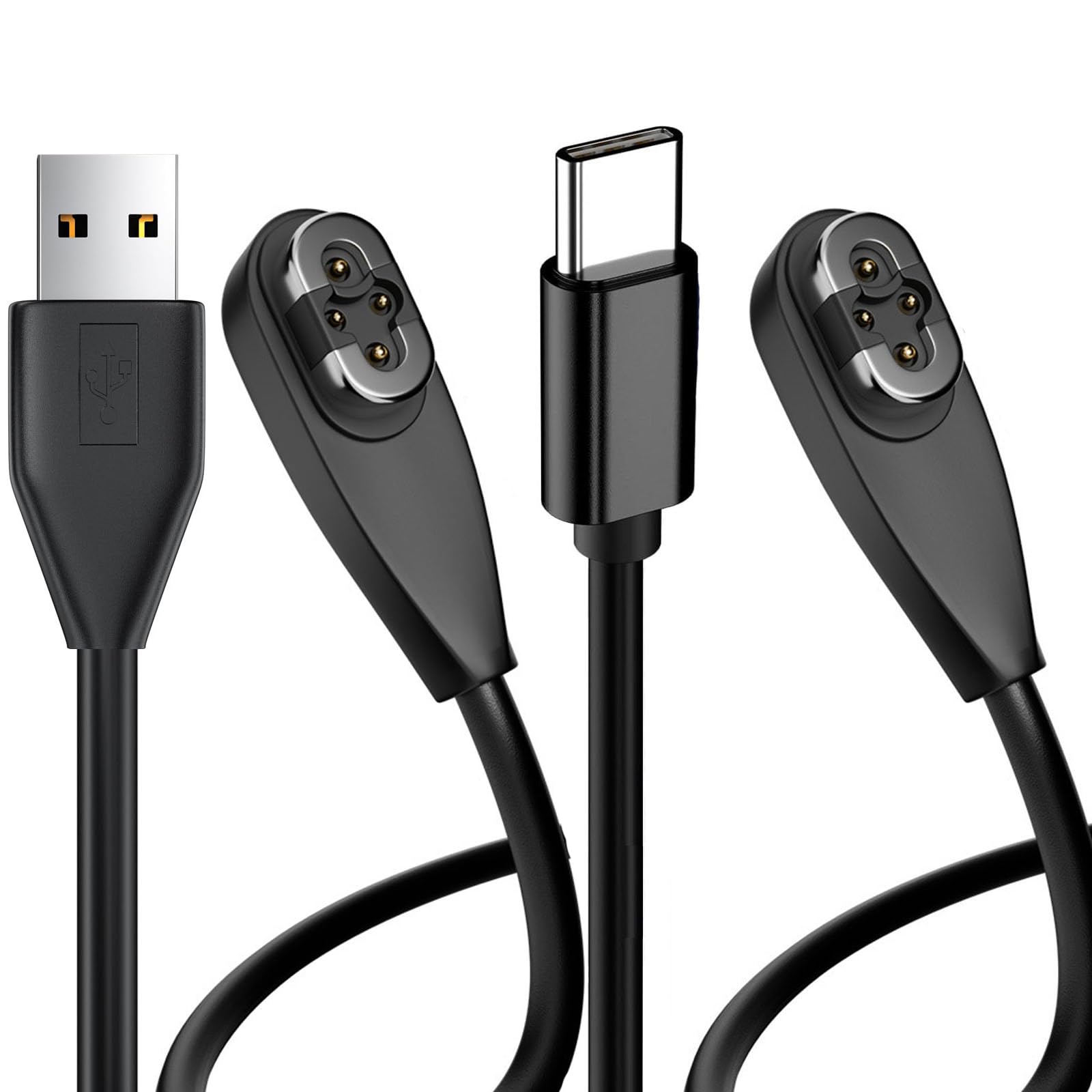 Photo 1 of **Only one**gudxfj 2-Pack Compatible with Shokz OpenSwim Pro S710 Bone Sound Conducting Earphone Charging Cable Type-C to 4Pin Magnetic Charging Cable USB and USB C to Shokz S710 Cable 1 Each Black 3.3 ft