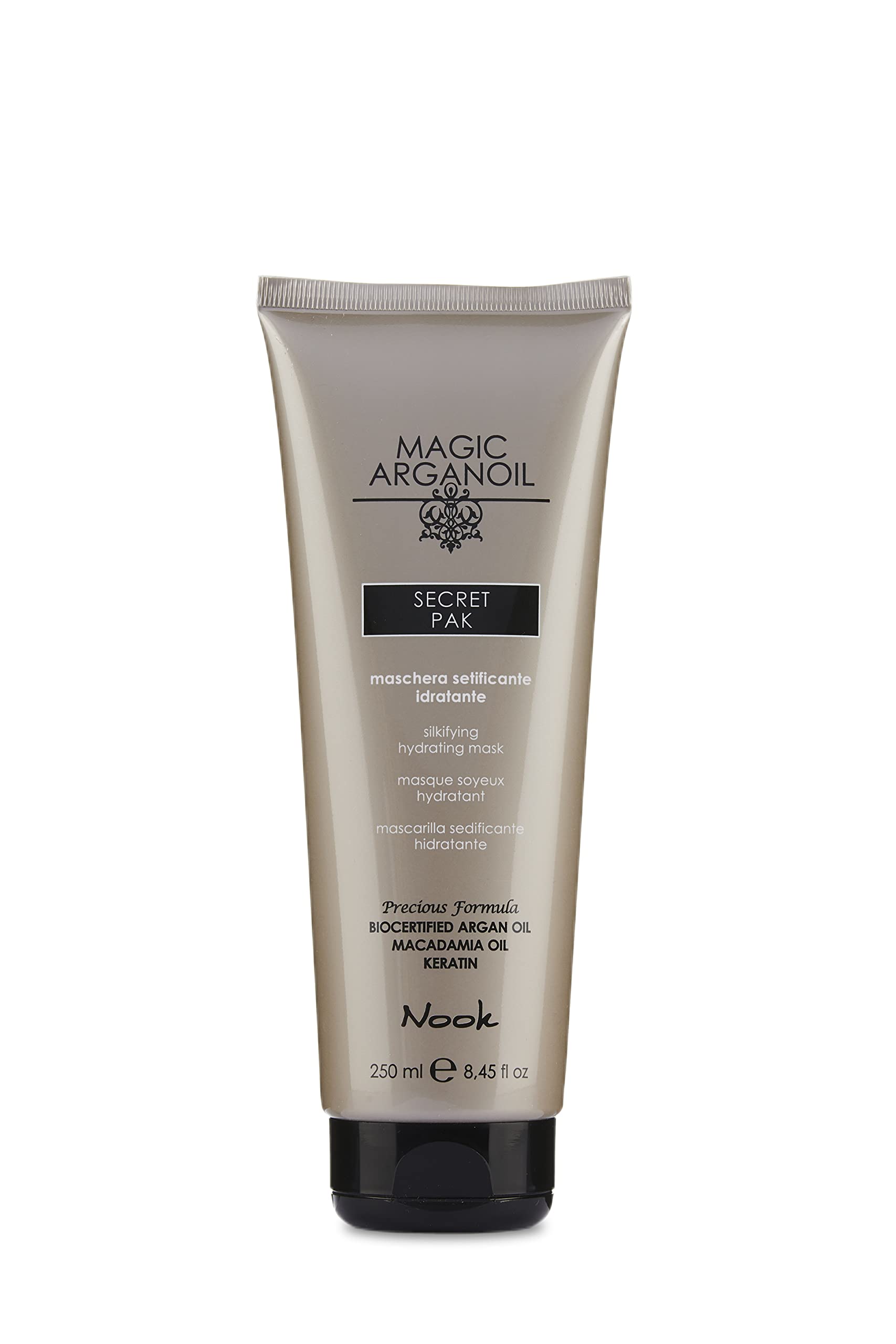 NOOK PAK SECRET MASK Moisturizing Argan Oil, Keratin and Macadamia Oil 250 ml NICHEL CHROME COBALT TESTED