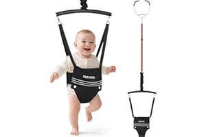 Slevoo Baby Jumper, Baby Doorway Jumper for Babies 6-12 Months, with Easy to Use Clamp and Adjustable Strap, Black
