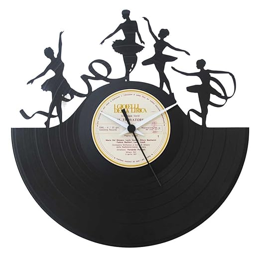 title=Orologio Ballerina danza balletto idea regalo in vinile, colore nero Vinyluse