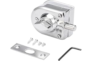 Ranbo 304 Stainless Steel Glass Door Lock Floor Latch Lock Bolt Ground Lock Anti-Theft Security Lock Double Swing Hinged Frameless Push Sliding Gate Lock-Polished Chrome Finish(LE-70A)