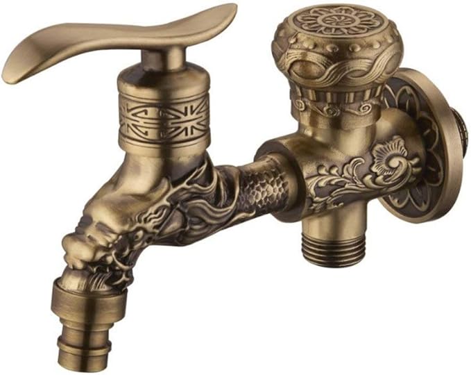 JDMYL Erweiterte Version des Double Outlet Wasserhahn Retro Kupfer