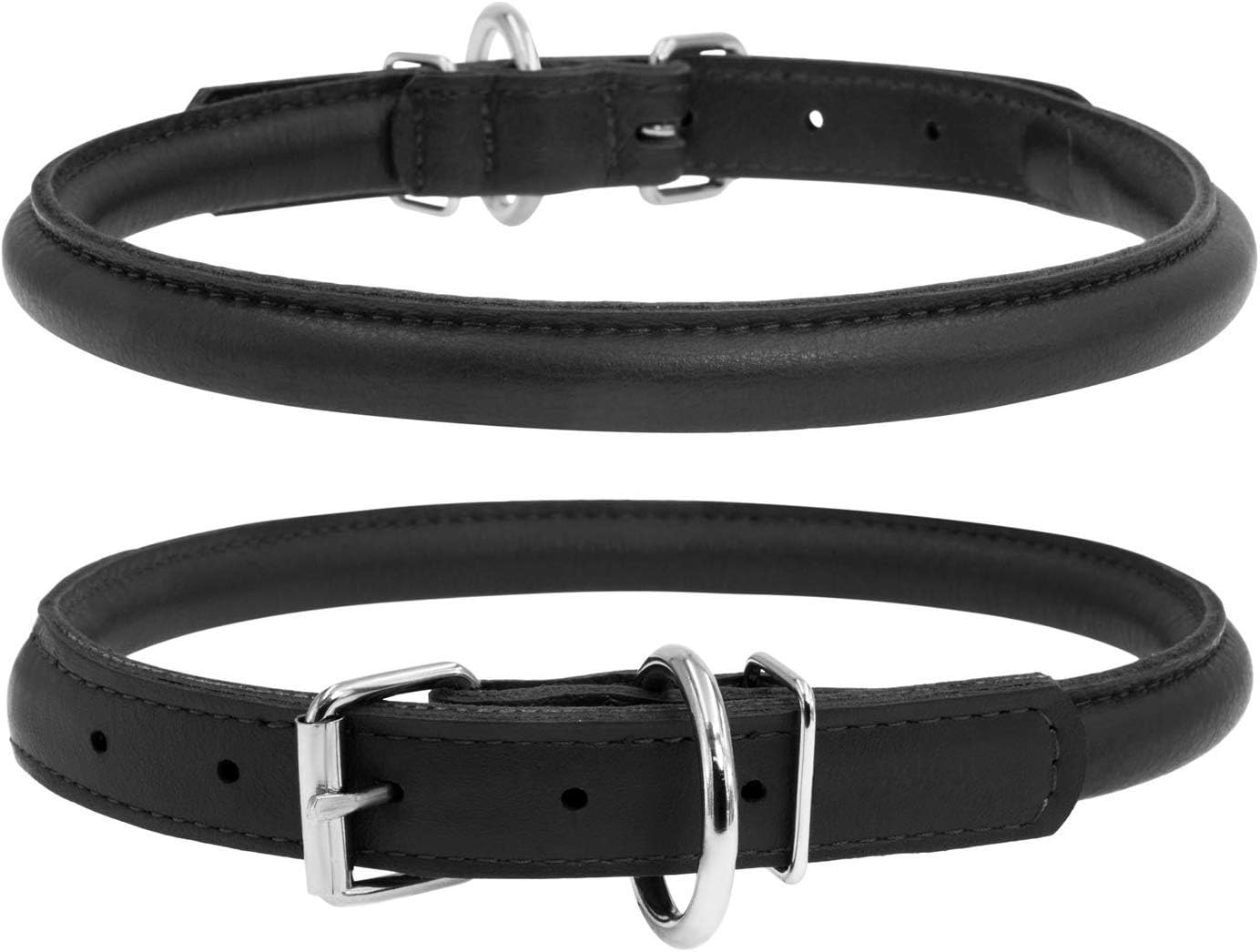 rolled leather puppy collar