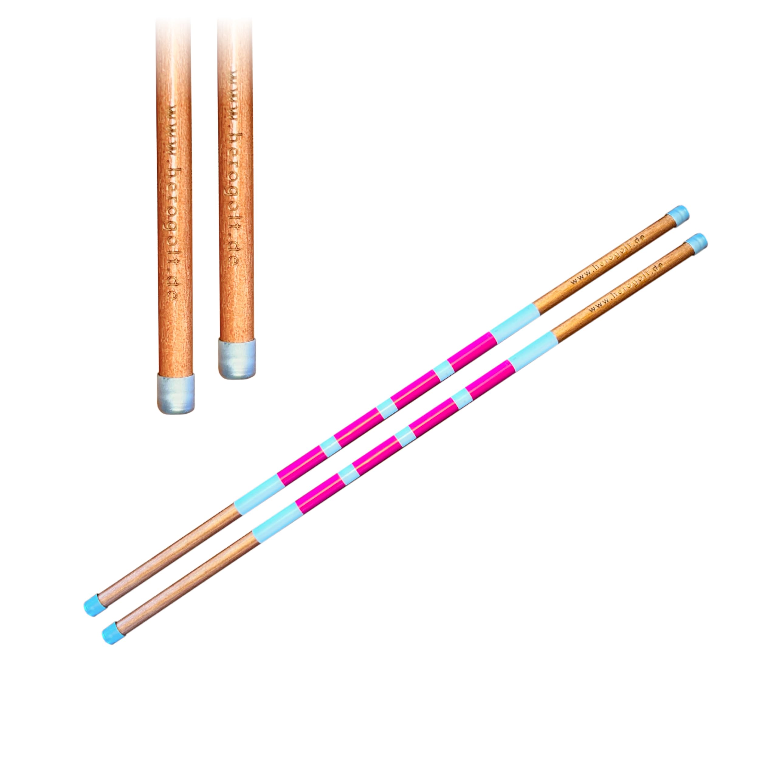 HEROGOLF Hero Alignment Stick Wooden – The Modern Alignment Stick for Training in Golf (Mini, Pink/White)