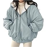 Uikue Women Fleece Lined Jacket Winter Warm Reversible Sherpa Coat Fashion Hooded Zip Up Outerwear with Pockets(Black,S)