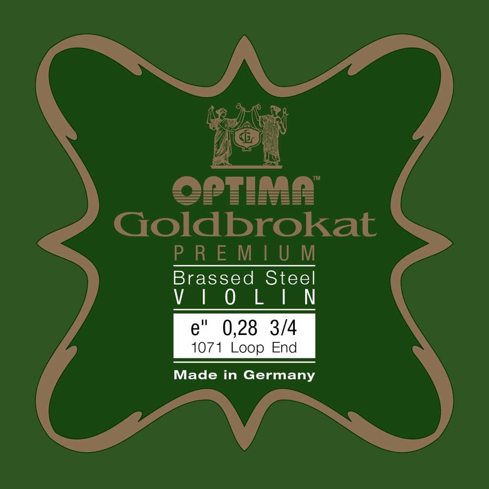Optima Violin Strings Gold Brocade Premium Brass-Plated 3/4 E 0.28 S X-Hard