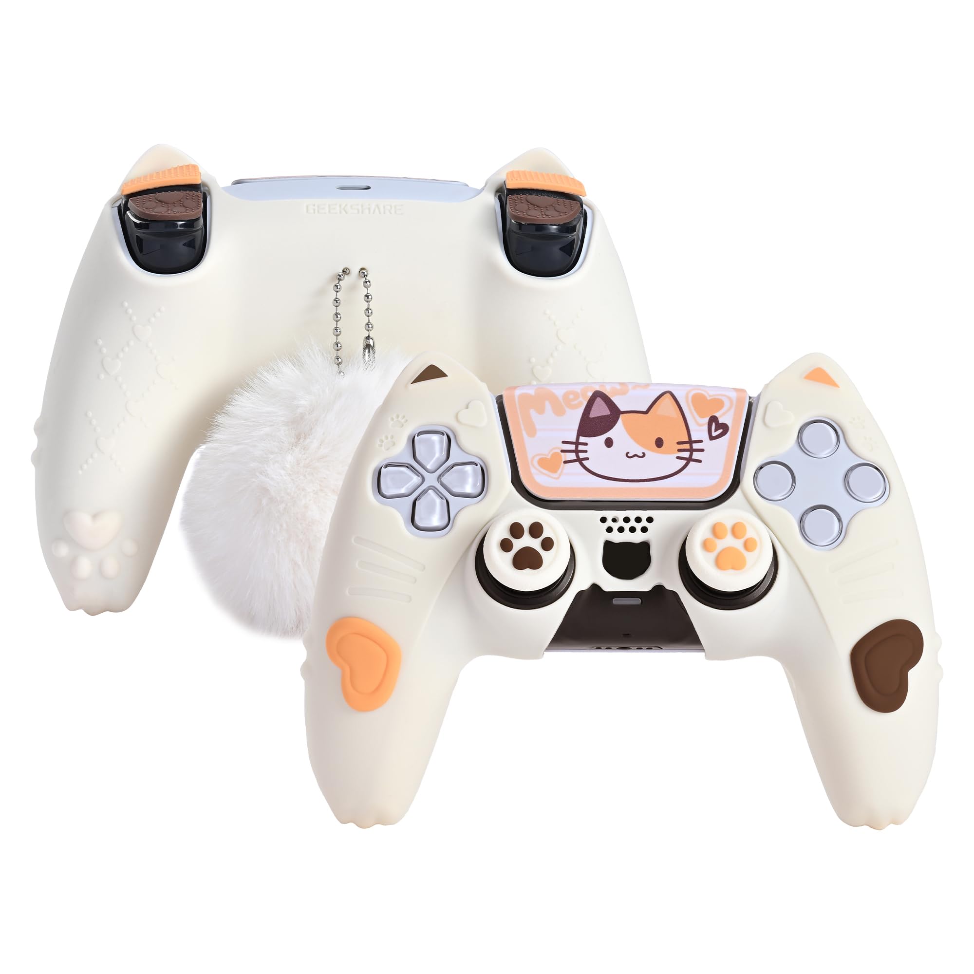 GeekShare PS5 Controller Skin Set Soft Silicone Protective Cover Case for PS5 Wireless Controller with 2 Thumb Grip Caps and 2 Stickers