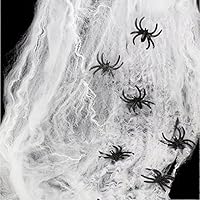 AOSTAR Halloween Stretch Spider Webs Indoor & Outdoor Spooky Spider Webbing with 25 Fake Spiders for Halloween Decorations