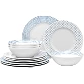 Noritake Blue Hammock 12-Piece Rim Dinnerware Set, Service for 4