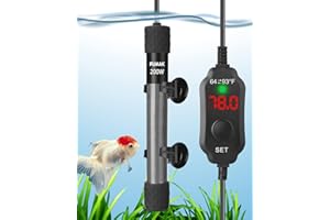 FUMAK 200W Adjustable Aquarium Heater Super Short Submersible Fish Tank Heater Fish Heater with LED Digital Display Thermostat, for Tanks 20-40 Gallons