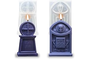 ZAKVOOR 2 Pcs Tombstone Candle Mold Halloween Resin Casting Silicone Mold for DIY Aromatherapy Candles Wax Plaster Polymer Clay Decoration
