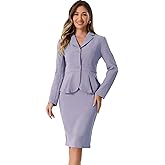 Allegra K 2 Piece Suit Skirt Sets for Women Blazer and Pencil Skirts Formal Office Business Casual Outfits