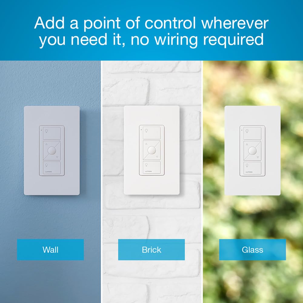 Lutron Pico Remote for Caseta Smart Dimmer Switch, 3-Button Control with Raise/Lower and Preset Lighting Level, For Table Top or Wallmount Use, PJ2-3BRL-WH-L01R, White - View 3