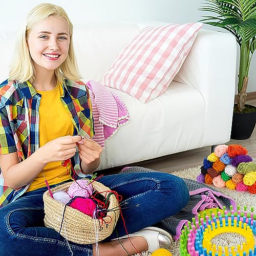 Shindel 27PCS Knitting Loom Set, Round Knitting Loom Kit Knitting Supplies with 20 Yarn Skeins for DIY Crafting Yarn Crochet Knitting