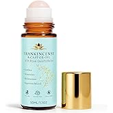 TWWKDD Frankincense and Castor Oil, Castor Oil Roll On with Rose Quartz, 100% Pure, Organic, Cold-Pressed, Firms Skin, Reduces Fine Lines, Suitable for Face, Neck, Abdomen(50ML/1.7OZ)