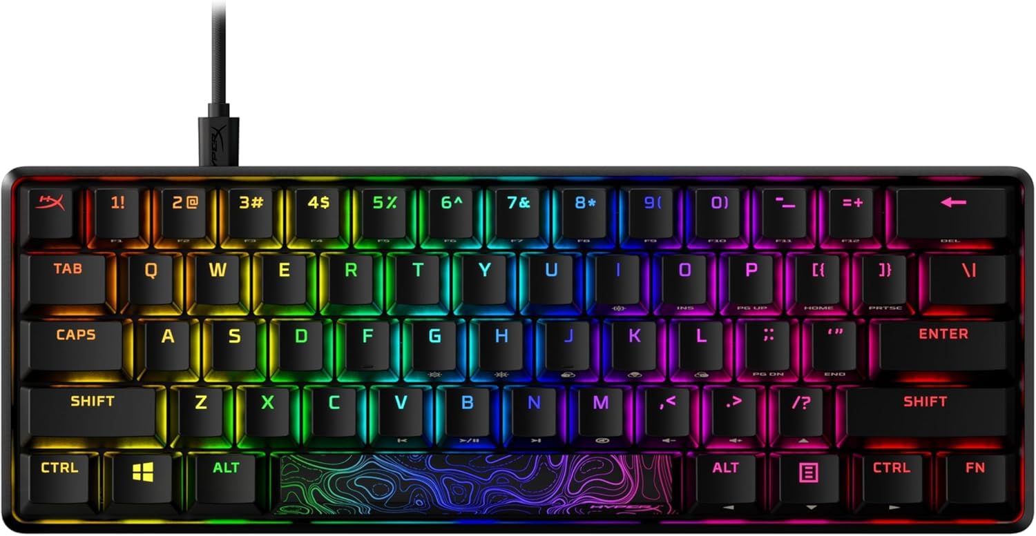 HyperX Alloy Origins 60 – Mechanical Gaming Keyboard, HyperX Red Switch (Linear), RGB LED Backlit,Side Printed Secondary Functions, NGENUITY Software Compatible, Black(US Layout) — image 1
