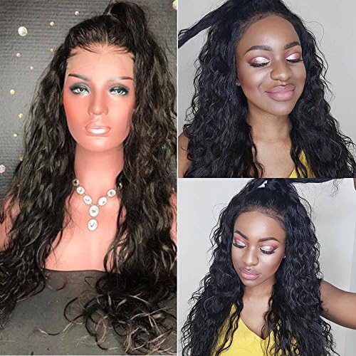 Water Wave Full Lace Human Hair Wigs For Black Women Natural Color Wet Wavy Virgin Peruvian Front Lace Wigs Glueless Lace Front Human Hair Wigs (18 Inches, Lace Front Wig)