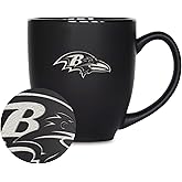 Rico Industries NFL Football 15oz Matte Black Bistro Mug - For Hot or Cold Drinks - Team Logo Etched For Unique Feel