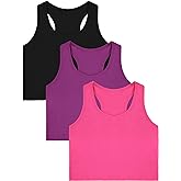 Bencailor 3 Pcs Girls Dance Tank Top Racerback Crop Tank Top Sleeveless Girls Tops Vests for Children