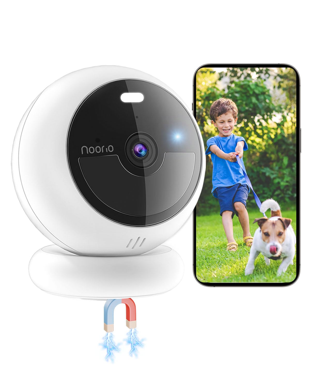 Photo 1 of Noorio Security Cameras Wireless Outdoor Magnetic, 1080P Battery Powered Indoor Cameras for Home Security, Smart Motion Detection Outdoor Pet Dog Camera, Free Local Storage MagCam, 2.4G WiFi, B200S