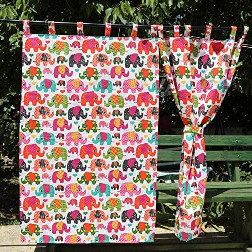 Pink Elephant Curtains Elephant Nursery Decor Set of 2 Handmade Pink Curtains For