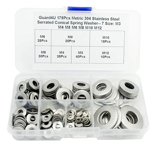 Glarks 175-Piece 304 Stainless Steel Penny Fender Washer Assortment – M3 To M12 Metric Sizes