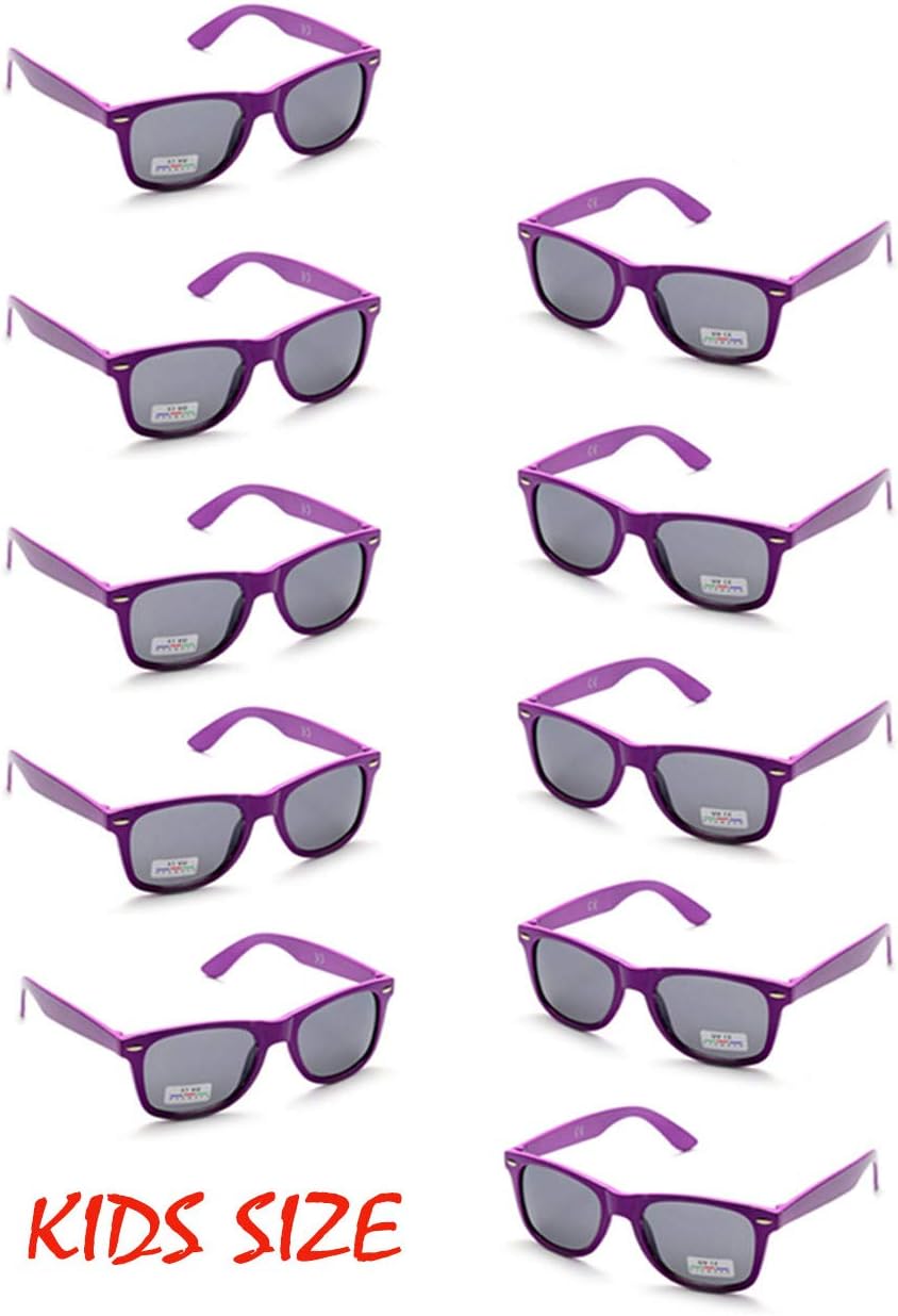 Onnea 10 Pieces Sunglasses for Kids Party Favor Supplies Neon Colors Wholesale,One Size for Kids Only (10Purple)