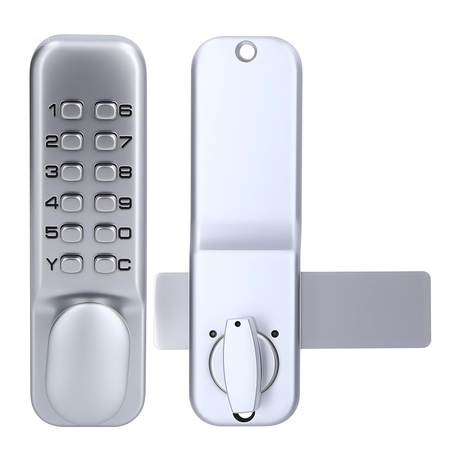 Digital Door Lock, Deadbolt Mechanical Combination Lock, Chrome Latch Keyless Entry Door Lock, Anti Theft Codes Lock for Bidirectional Gate Glass Door