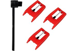 SNADO 3 Pack Ruby Record Player Needles, Replacement for Crosley Victrola ION Jenson Boytone Turntables, with Stylus Cleaner Brush (Red)