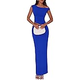 PRETTYGARDEN Skirt Sets Women 2 Piece Outfits Summer 2025 One Shoulder Sexy Ruched Bodycon Maxi Long Skirts
