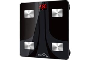 EnerPlex Fit 2020 Model Bluetooth Body Fat Scale, Weight Scales Digital Smart Body Composition Wireless Analyzer BMI Scale Health Monitor with Smartphone APP, 396 lbs Black
