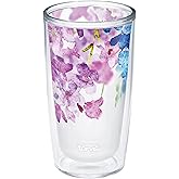 Tervis Made in USA Double Walled Watercolor Floral Purple - Crystal Insulated Tumbler Cup Keeps Drinks Cold & Hot, 16oz, Watercolor Lilacs