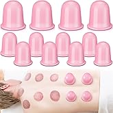 TrelaCo 12 Pcs 2 Size Cupping Therapy Set Silicone Anti Cellulite Cupping Kit for Massage Therapy Set Vacuum Suction Cup for Arthritis Relief, Pain Reduction Adults Home Use (Pink)