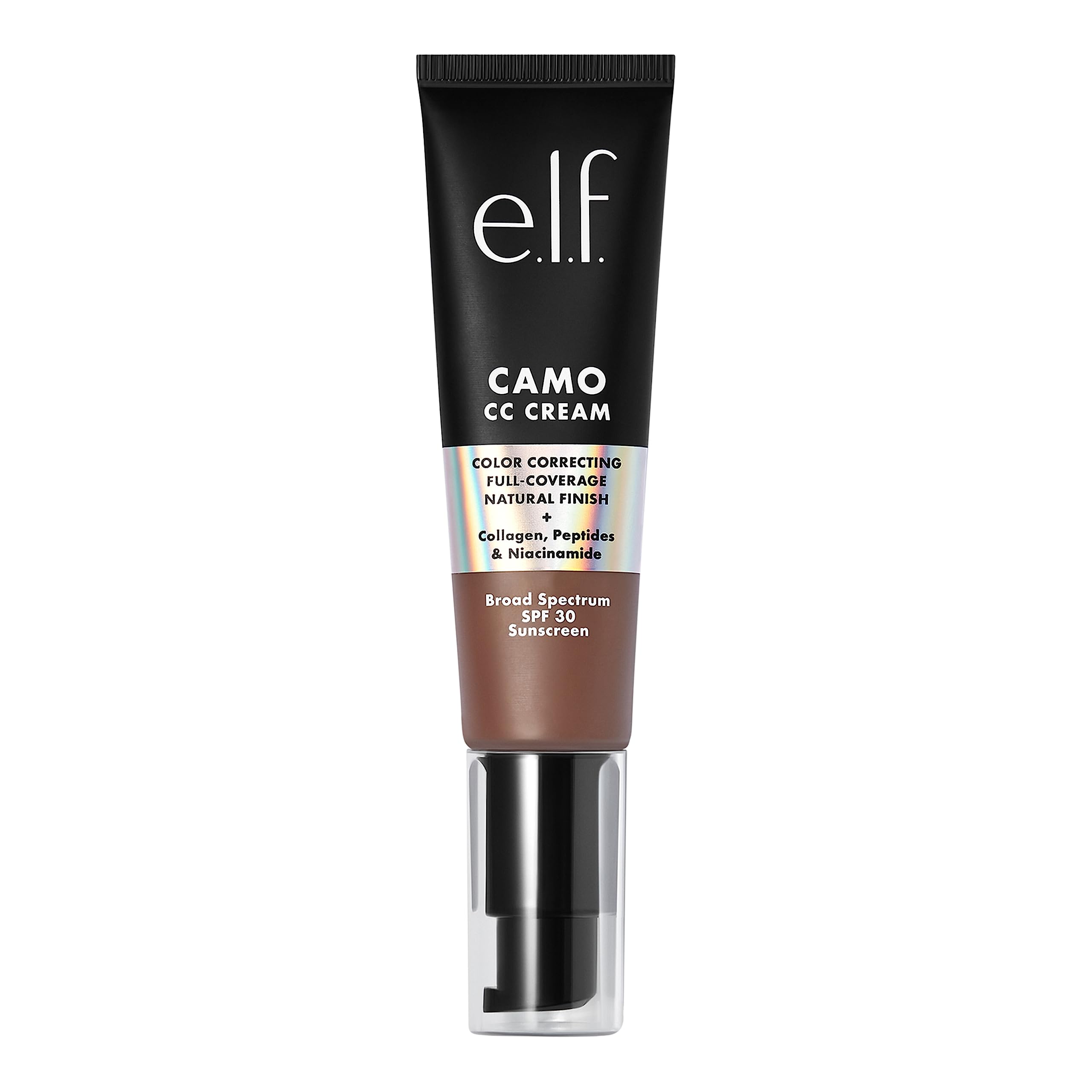 e.l.f. Camo CC Cream, Color Correcting Medium-To-Full Coverage Foundation with SPF 30, Deep 560 C, 1.05 Oz (30g)