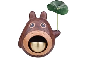 TOZLU Magnetic Attached Wood Doorbell,Wooden Style Brass Magnetic and Double-Sided Tape doorbell shopkeepers Bell for Door Opening Black Walnut Cartoon Doorbell for Housewarming Gift