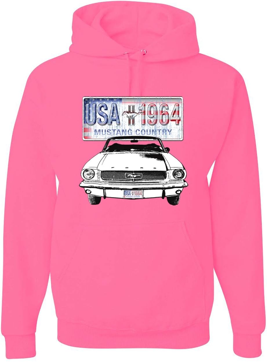 ford hoodie men on Fashion Hoodies Sweatshirts Ford Mustang Country Usa 1964 Vintage American License Plate Mens Cars And Trucks Hooded Sweatshirt Graphic Hoodie Men
