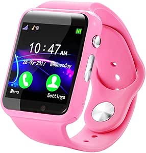 1.54 Inch Screen Smart Child Watch, Music Playback, Sedentary Reminder, Calculator Alarm, Multi-Functional Bluetooth Touch Smartwatch, Best Gift(Pink)