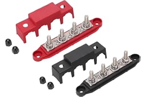 Power Distribution Block 48V DC ABS Zinc Alloy Brass Nylon Pair Black Red Power Distribution Block Bus Bar M8 Terminal Studs 