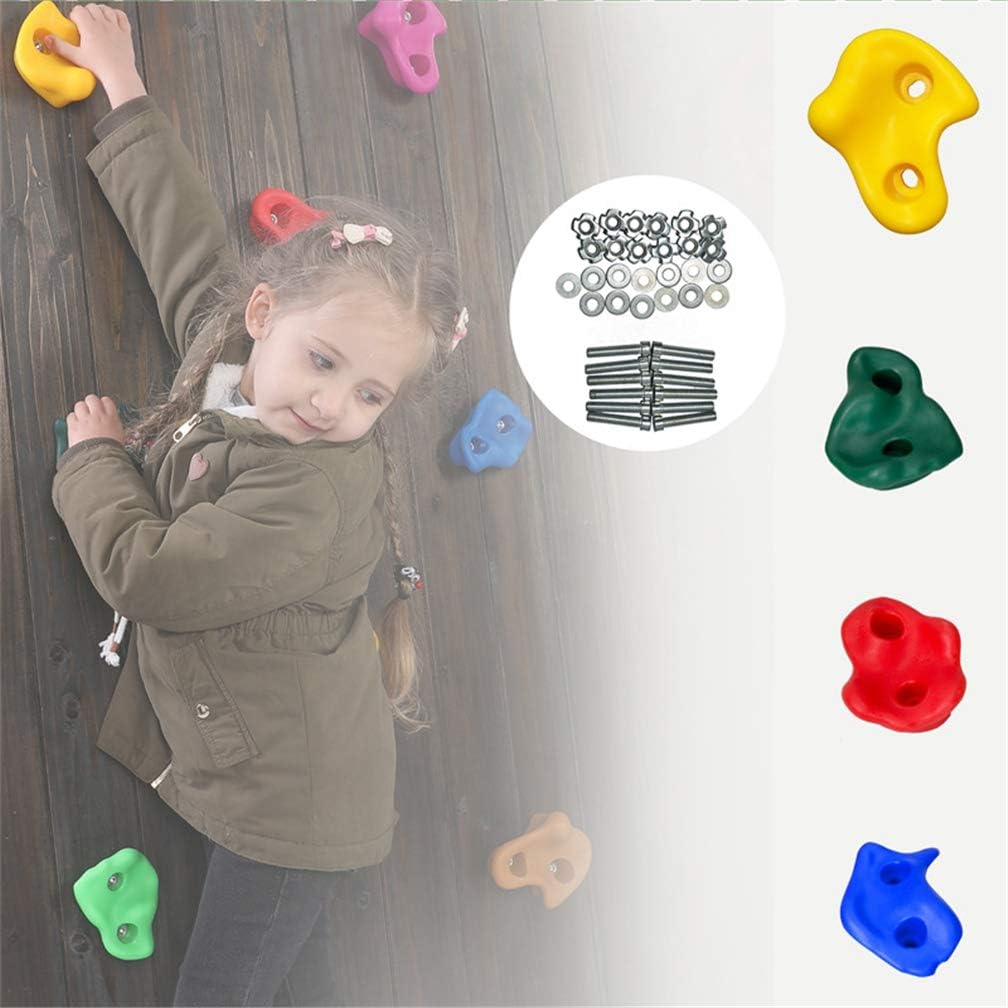 Yeying123 Kids Textured Rock Climbing Holds With Installation Hardware Climbing Grips For Your DIY Rock Climbing Stone Wall,Random Color