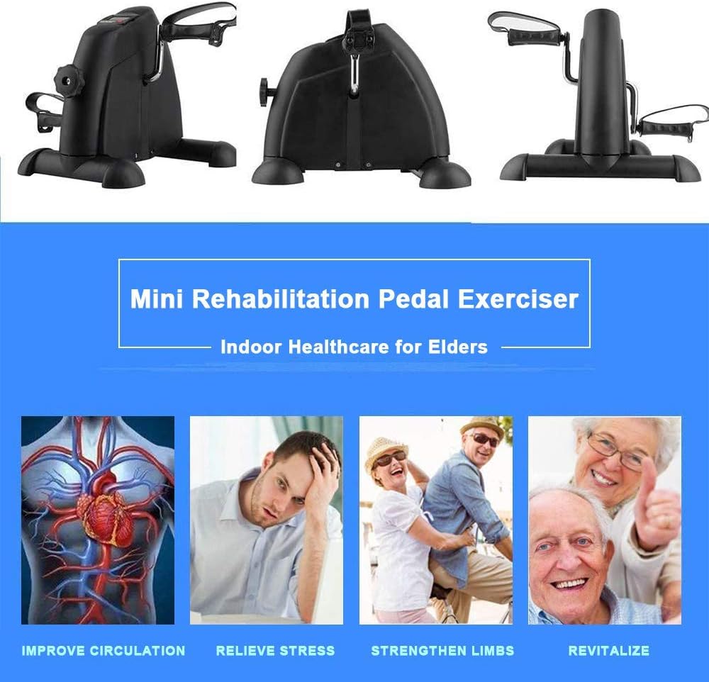 DECELI Under Desk Bike Pedal Exerciser - Portable Mini Exercise Bike for Arm/Leg Exercise, Mini Exercise Peddler with LCD Display（Black）: Health & Personal Care