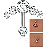 Lantine Belly Button Rings Implant Grade F136 Titanium Floating Navel Piercing Jewelry Cz 14G Curved Barbell Navel Ring 10mm