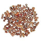 MonkeyJack 100 Pieces Mixed Large Hole Ethnic Pattern Stringing Wood Beads Jewelry Findings