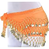 Lauthen.S 128 Coins Belly Dance Hip Scarf Tribal Belt Halloween Genie Costume Accessory